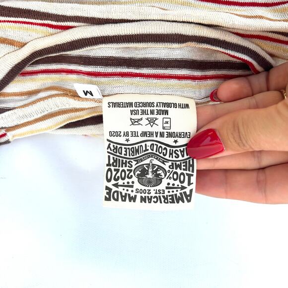 Jungmaven Striped Alta T-Shirt Hemp Cotton Tee Medium Retro Basic Sustainable - Picture 7 of 7
